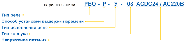 структурное обозначение реле времени РВО, РВЦ, РВ3, РВП